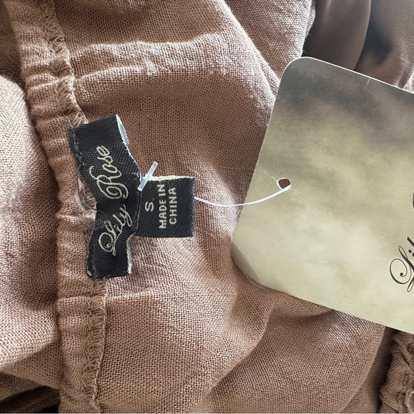 Lily Rose Tan Jumpsuit with Tie Waist NWT - Picture 6 of 6